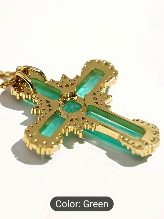 European and American Style Luxury High-Quality Synthetic Zirconia Cross Pendant - Picture 7 of 11